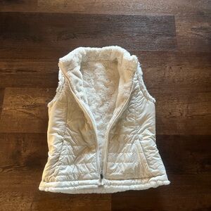 White Quilted Vest with Faux Fur Lining